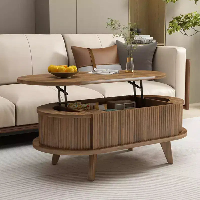 GDFStudio Harrison Lift Top Coffee Table with Fluted Panel and Hidden Compartment