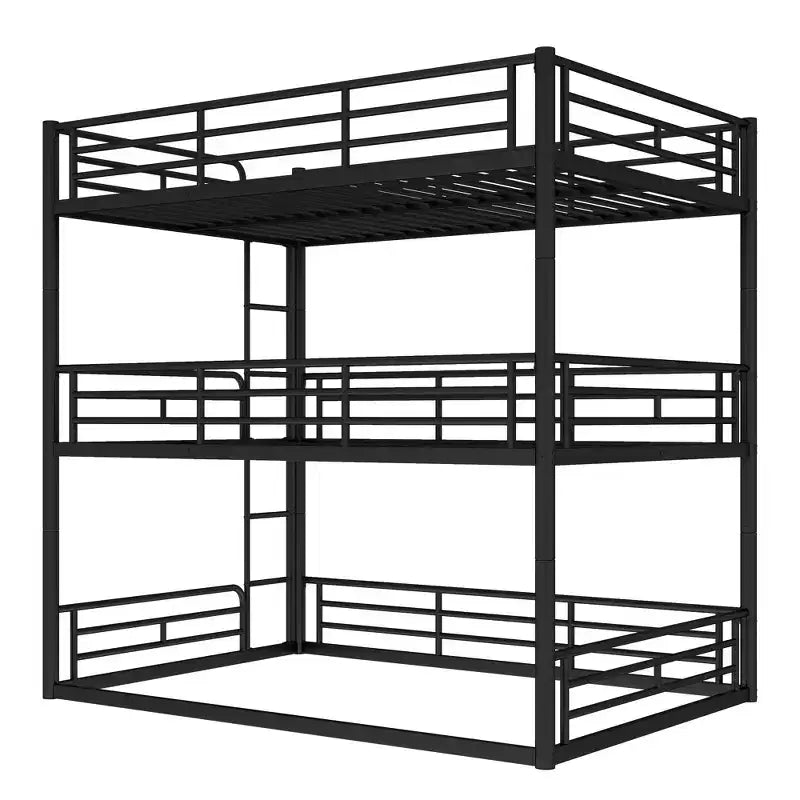 Bellemave Bunk Bed with Safety Guardrails, Metal Triple Bunk Bed with Noise-reduced Design for 3 Kids, Space-Saving
