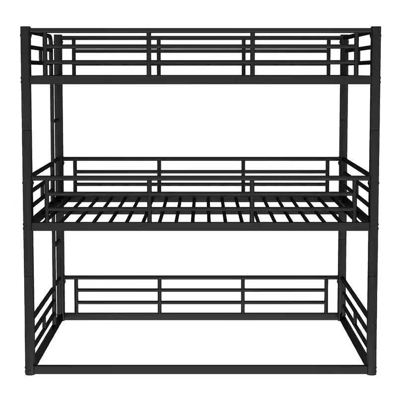 Bellemave Bunk Bed with Safety Guardrails, Metal Triple Bunk Bed with Noise-reduced Design for 3 Kids, Space-Saving