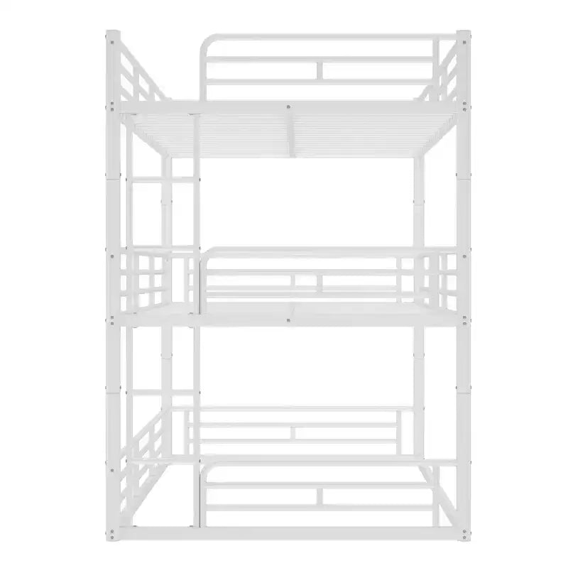 Bellemave Bunk Bed with Safety Guardrails, Metal Triple Bunk Bed with Noise-reduced Design for 3 Kids, Space-Saving