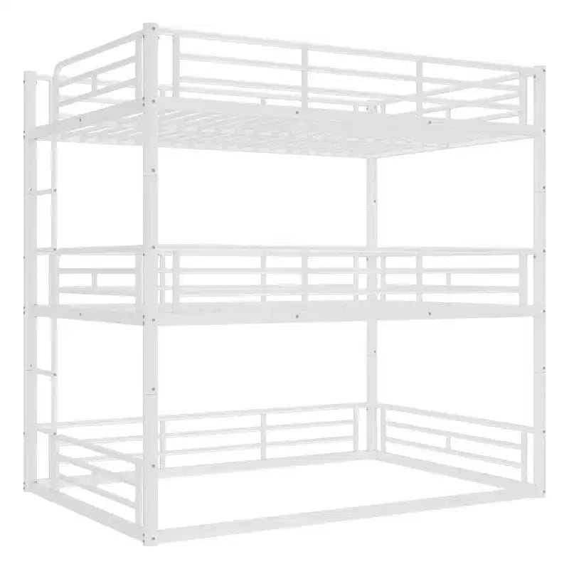 Bellemave Bunk Bed with Safety Guardrails, Metal Triple Bunk Bed with Noise-reduced Design for 3 Kids, Space-Saving