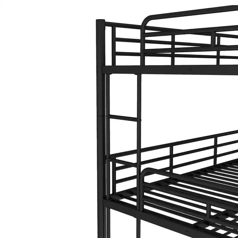 Bellemave Bunk Bed with Safety Guardrails, Metal Triple Bunk Bed with Noise-reduced Design for 3 Kids, Space-Saving