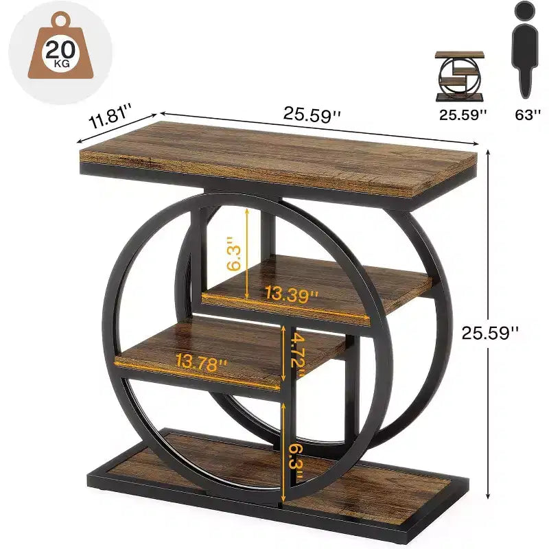 Lantine End Table for Living Room, 4-Tier Narrow Side Table with Storage Shelves, Bedside Table for Bedroom, Wood Sofa Side Table, Rustic Brown