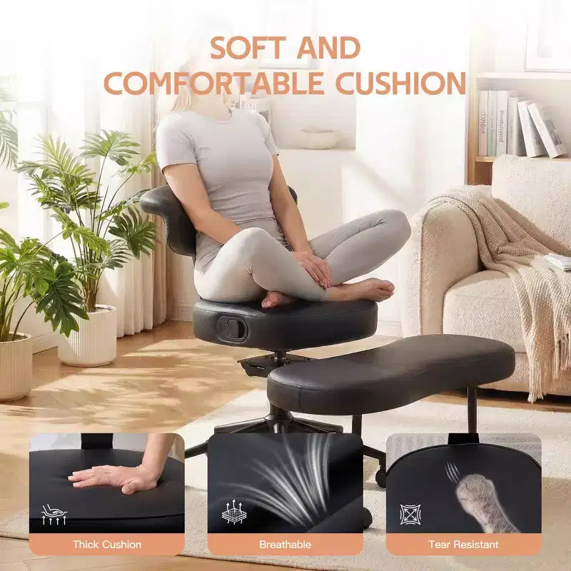 Ergonomic Kneeling Chair with Wheels, Cross Legged Office Chair, 360 Swivel, Adjustable Height Kneeling Desk Chairs, for Home, Living Room