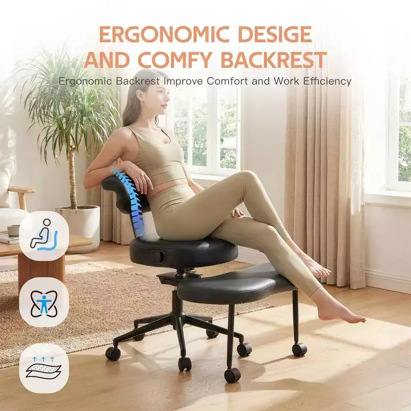 Ergonomic Kneeling Chair with Wheels, Cross Legged Office Chair, 360 Swivel, Adjustable Height Kneeling Desk Chairs, for Home, Living Room