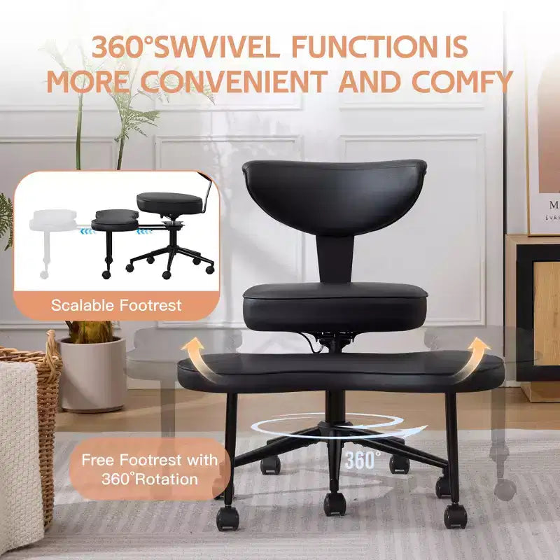 Ergonomic Kneeling Chair with Wheels, Cross Legged Office Chair, 360 Swivel, Adjustable Height Kneeling Desk Chairs, for Home, Living Room