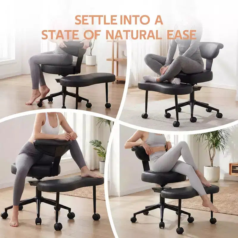 Ergonomic Kneeling Chair with Wheels, Cross Legged Office Chair, 360 Swivel, Adjustable Height Kneeling Desk Chairs, for Home, Living Room