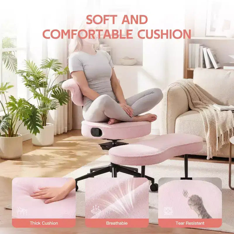 Ergonomic Kneeling Chair with Wheels, Cross Legged Office Chair, 360 Swivel, Adjustable Height Kneeling Desk Chairs, for Home, Living Room
