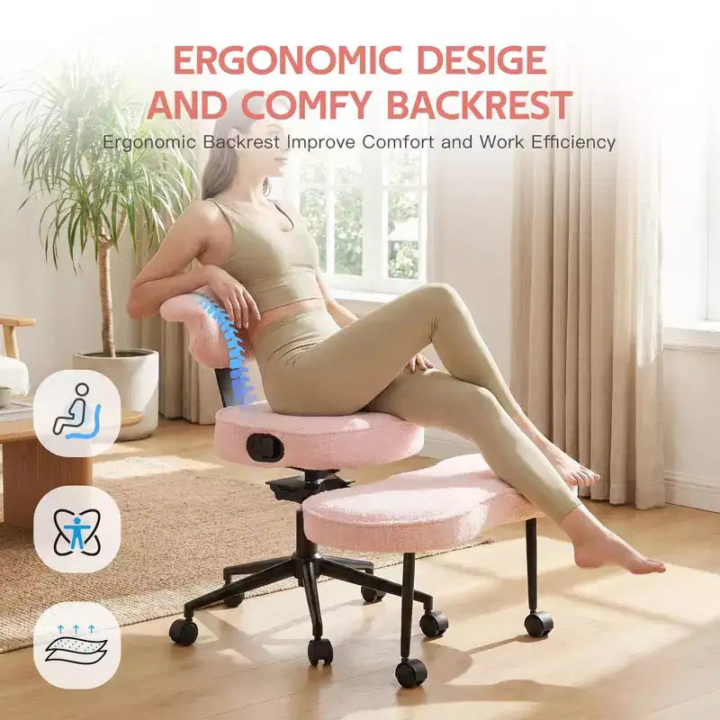Ergonomic Kneeling Chair with Wheels, Cross Legged Office Chair, 360 Swivel, Adjustable Height Kneeling Desk Chairs, for Home, Living Room