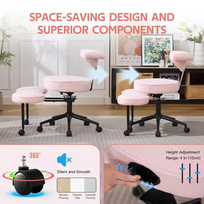 Ergonomic Kneeling Chair with Wheels, Cross Legged Office Chair, 360 Swivel, Adjustable Height Kneeling Desk Chairs, for Home, Living Room