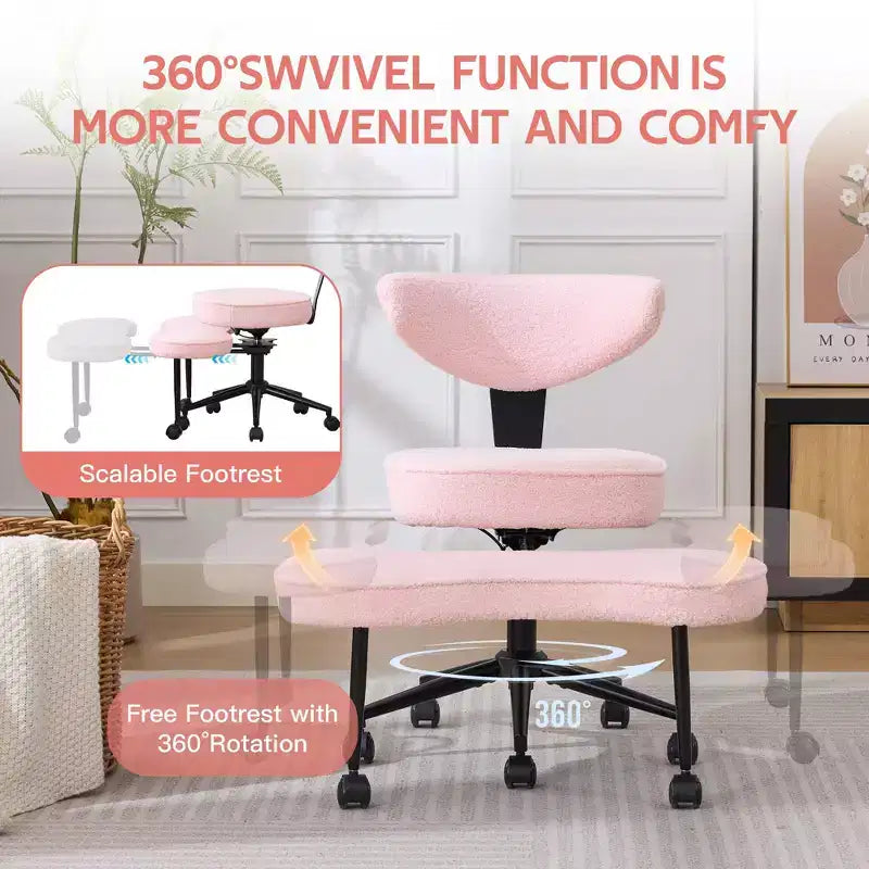 Ergonomic Kneeling Chair with Wheels, Cross Legged Office Chair, 360 Swivel, Adjustable Height Kneeling Desk Chairs, for Home, Living Room