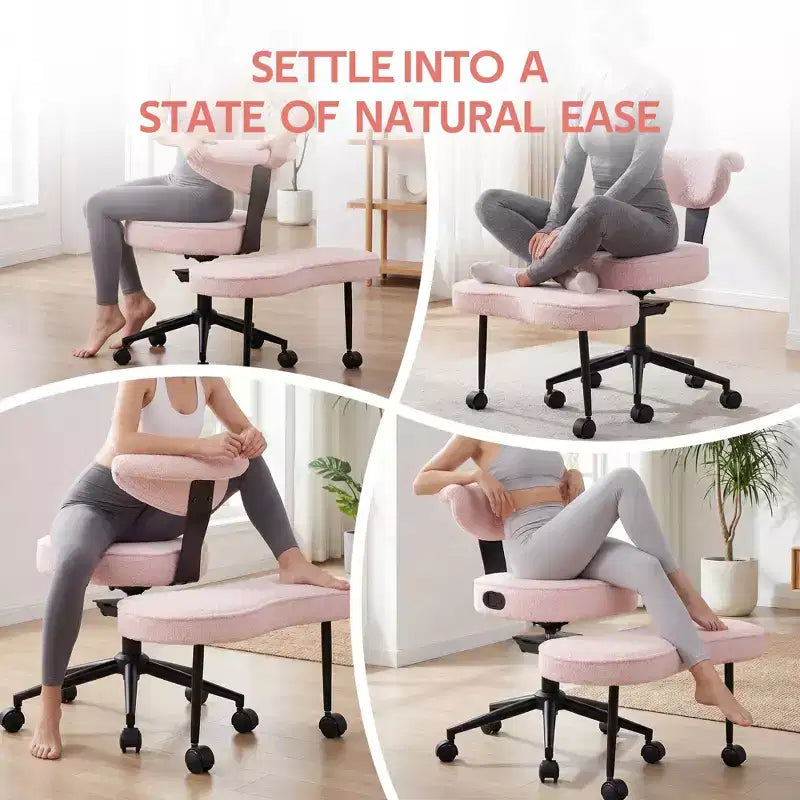 Ergonomic Kneeling Chair with Wheels, Cross Legged Office Chair, 360 Swivel, Adjustable Height Kneeling Desk Chairs, for Home, Living Room