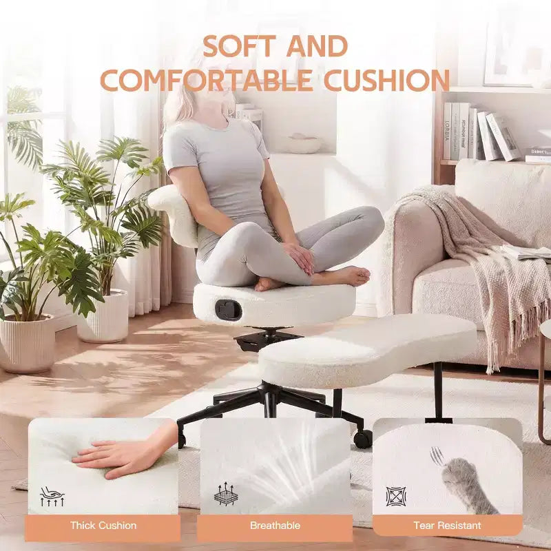 Ergonomic Kneeling Chair with Wheels, Cross Legged Office Chair, 360 Swivel, Adjustable Height Kneeling Desk Chairs, for Home, Living Room
