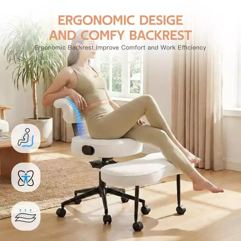 Ergonomic Kneeling Chair with Wheels, Cross Legged Office Chair, 360 Swivel, Adjustable Height Kneeling Desk Chairs, for Home, Living Room