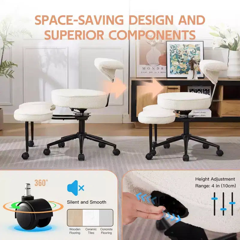 Ergonomic Kneeling Chair with Wheels, Cross Legged Office Chair, 360 Swivel, Adjustable Height Kneeling Desk Chairs, for Home, Living Room