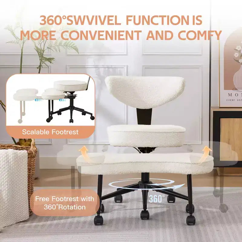 Ergonomic Kneeling Chair with Wheels, Cross Legged Office Chair, 360 Swivel, Adjustable Height Kneeling Desk Chairs, for Home, Living Room