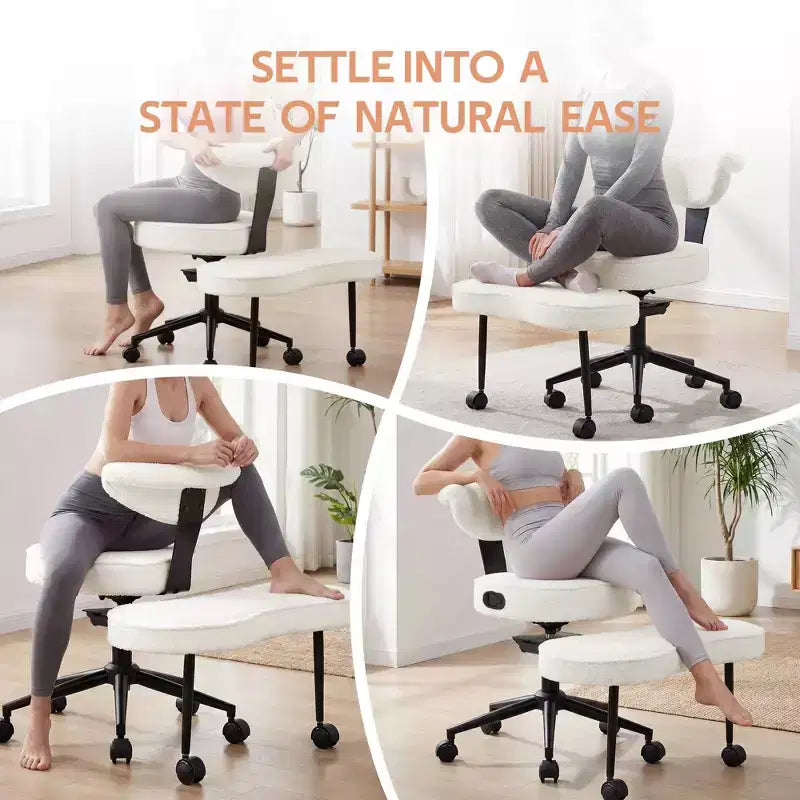 Ergonomic Kneeling Chair with Wheels, Cross Legged Office Chair, 360 Swivel, Adjustable Height Kneeling Desk Chairs, for Home, Living Room