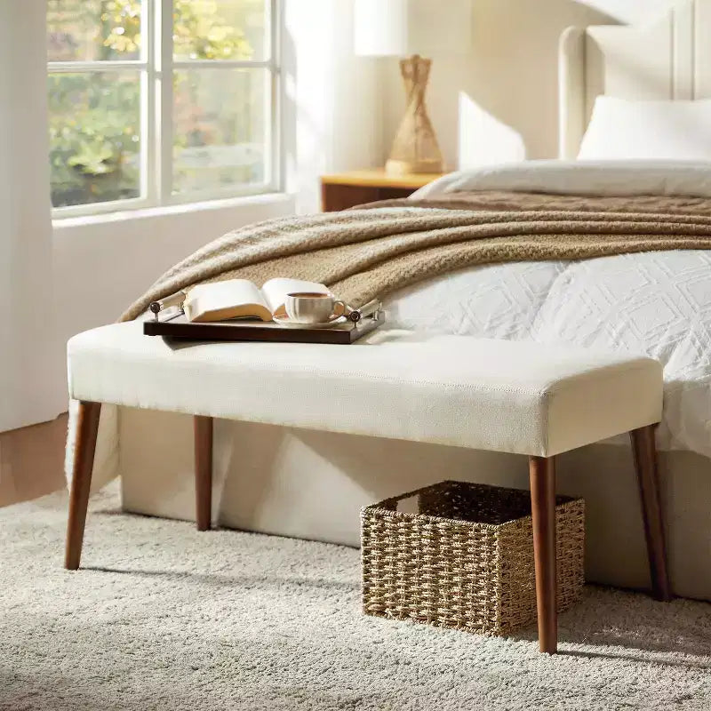 Adam Dining Bench with Solid Wood Legs and Foot Pads|ART OF LIVING DESIGNS