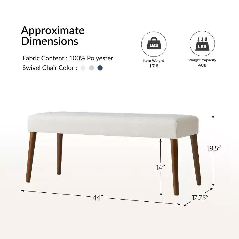 Adam Dining Bench with Solid Wood Legs and Foot Pads|ART OF LIVING DESIGNS