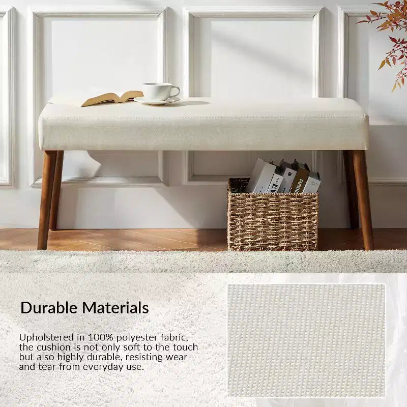 Adam Dining Bench with Solid Wood Legs and Foot Pads|ART OF LIVING DESIGNS