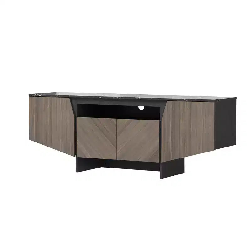 CuisinSmart 63''L Mid Century Modern TV Stand with Opening-Shelf Storage, Under TV Cabinet with 4 Doors, Wooden TV Stands for Living Room Apartment