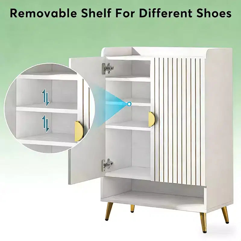 GDFStudio Camden Modern 7-Tier Adjustable Wood Shoe Cabinet