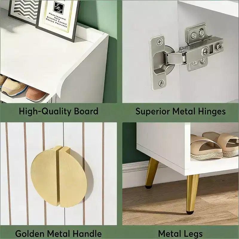 GDFStudio Camden Modern 7-Tier Adjustable Wood Shoe Cabinet