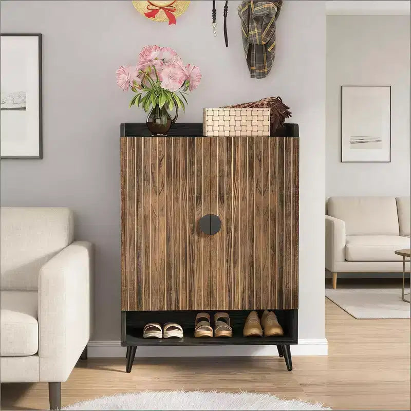 GDFStudio Camden Modern 7-Tier Adjustable Wood Shoe Cabinet