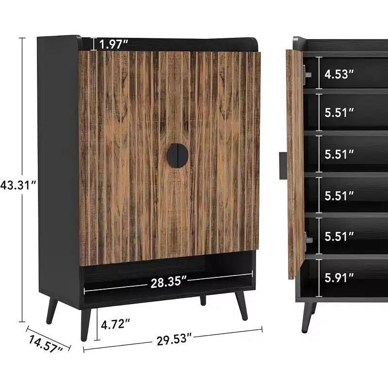 GDFStudio Camden Modern 7-Tier Adjustable Wood Shoe Cabinet