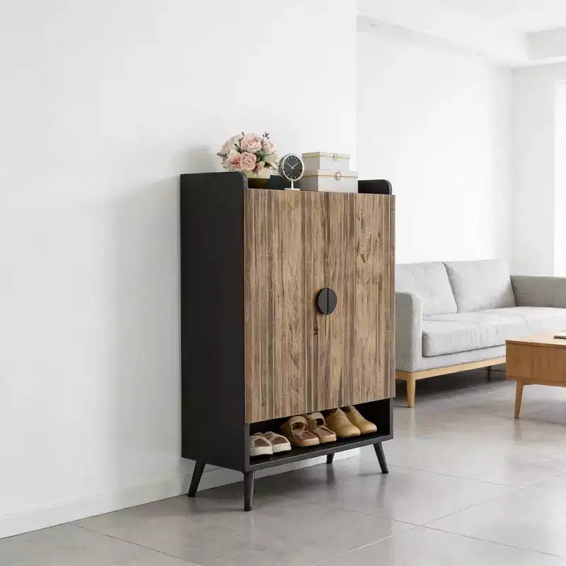 GDFStudio Camden Modern 7-Tier Adjustable Wood Shoe Cabinet