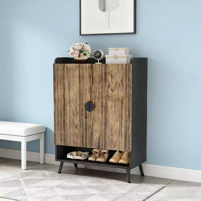 GDFStudio Camden Modern 7-Tier Adjustable Wood Shoe Cabinet