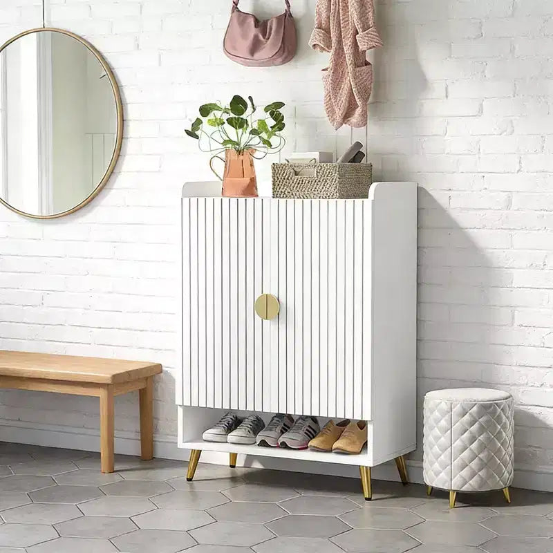 GDFStudio Camden Modern 7-Tier Adjustable Wood Shoe Cabinet