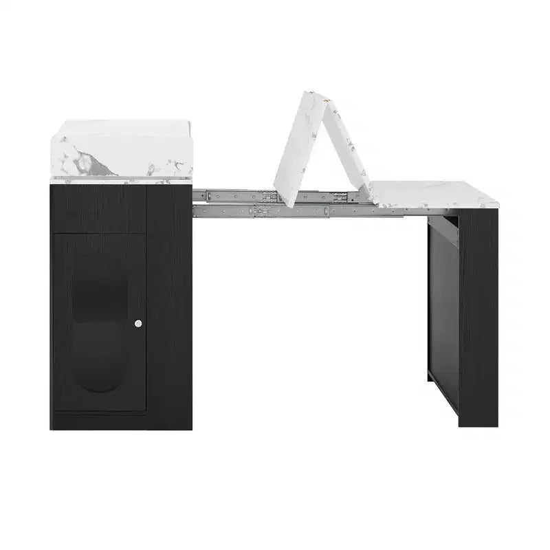 Zeus & Ruta Extendable Kitchen Island with Folding Tabletop, Drawers, Power Outlet, Wheels & Hooks for Dining Room