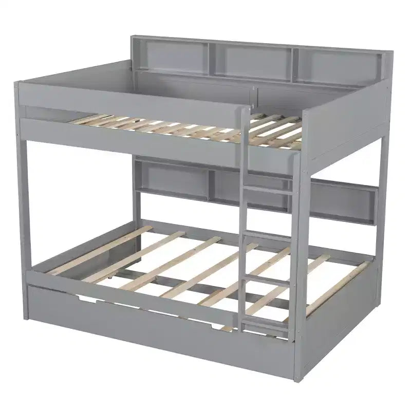 Twin over twin/Full over full Bunk Bed with Trundle&Storage Shelves - ModernLuxe
