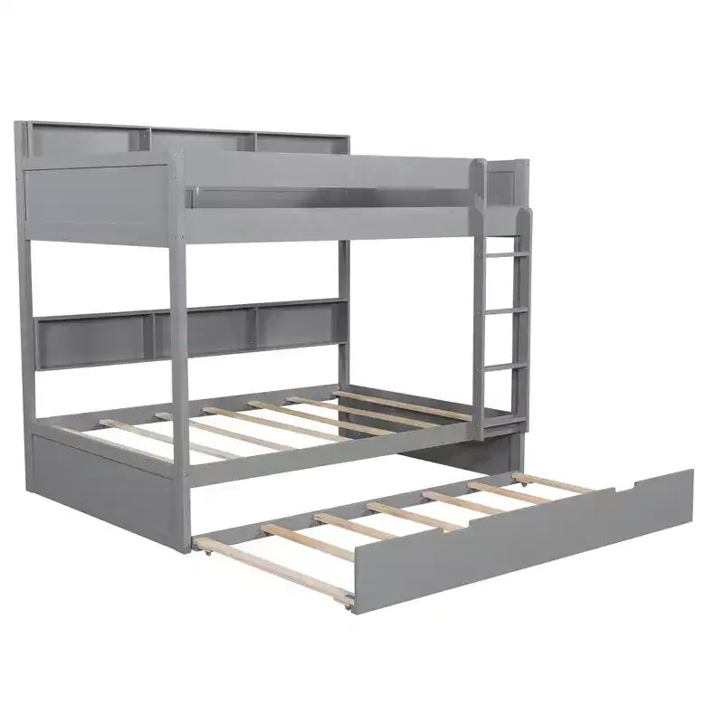Twin over twin/Full over full Bunk Bed with Trundle&Storage Shelves - ModernLuxe
