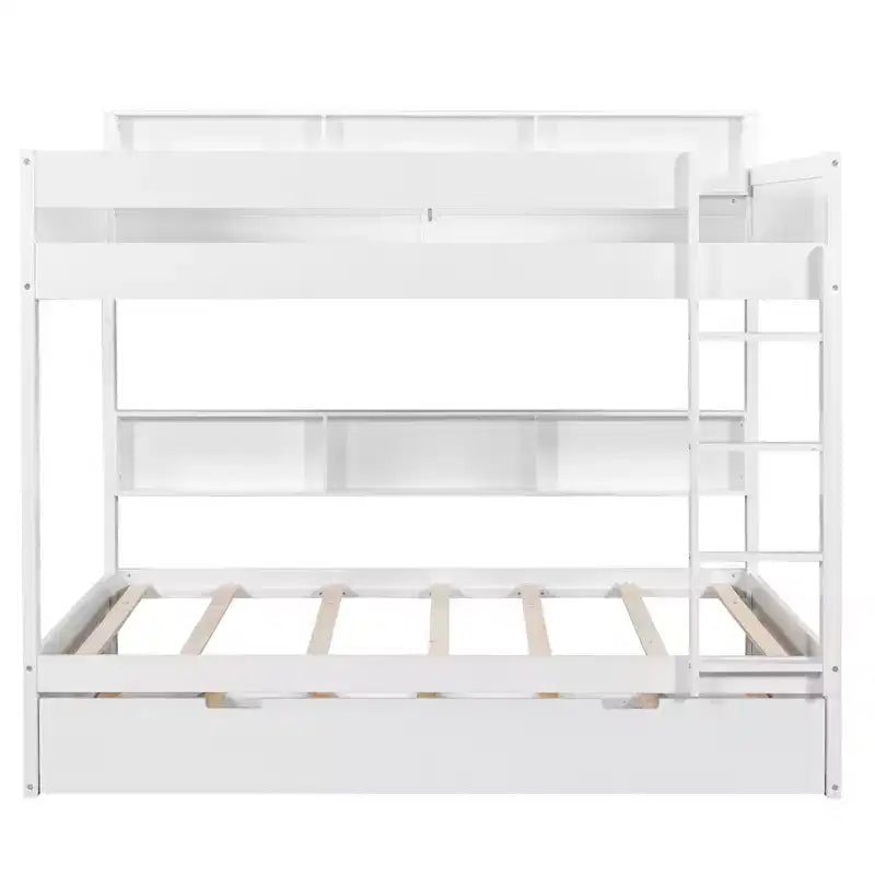 Twin over twin/Full over full Bunk Bed with Trundle&Storage Shelves - ModernLuxe