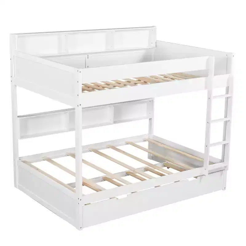 Twin over twin/Full over full Bunk Bed with Trundle&Storage Shelves - ModernLuxe