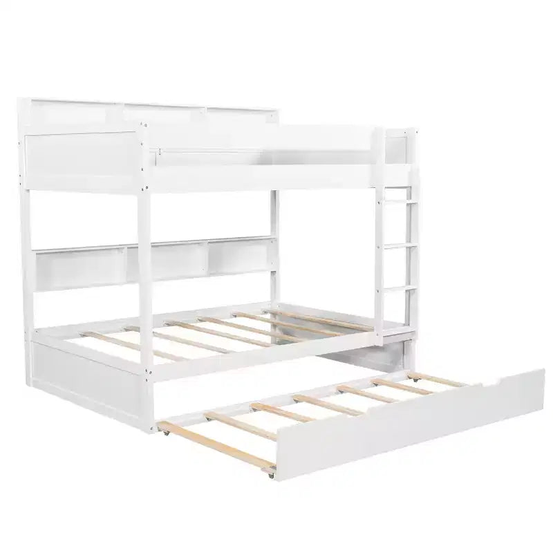 Twin over twin/Full over full Bunk Bed with Trundle&Storage Shelves - ModernLuxe