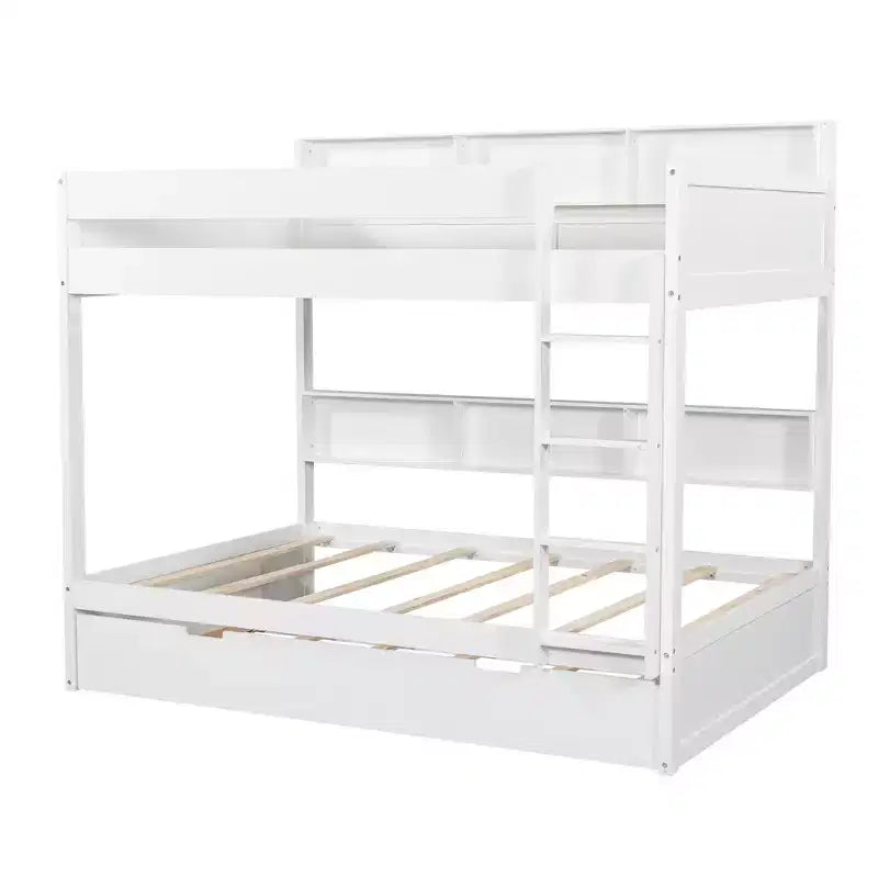 Twin over twin/Full over full Bunk Bed with Trundle&Storage Shelves - ModernLuxe