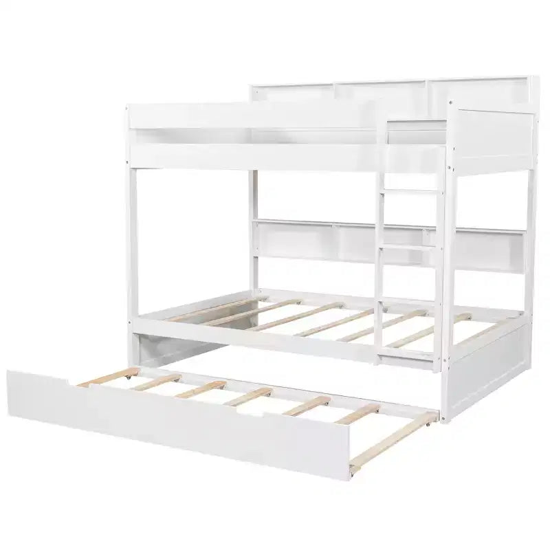 Twin over twin/Full over full Bunk Bed with Trundle&Storage Shelves - ModernLuxe