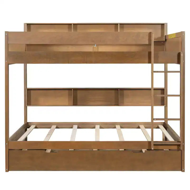 Twin over twin/Full over full Bunk Bed with Trundle&Storage Shelves - ModernLuxe