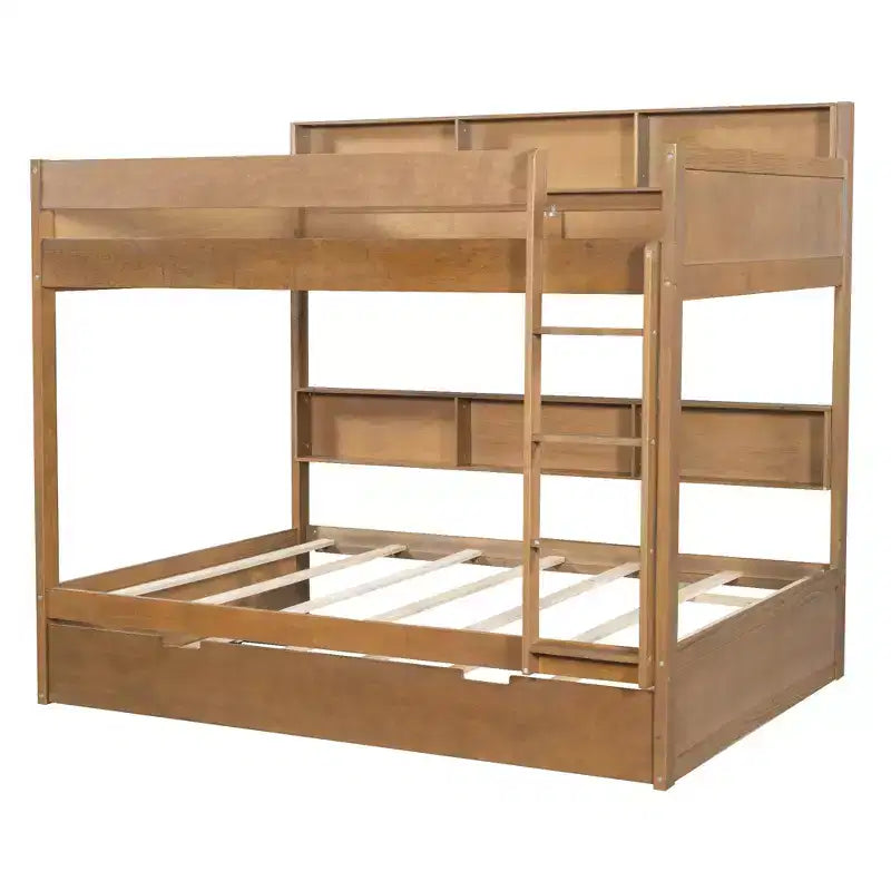 Twin over twin/Full over full Bunk Bed with Trundle&Storage Shelves - ModernLuxe
