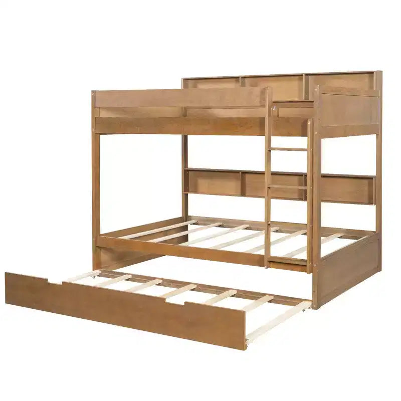 Twin over twin/Full over full Bunk Bed with Trundle&Storage Shelves - ModernLuxe