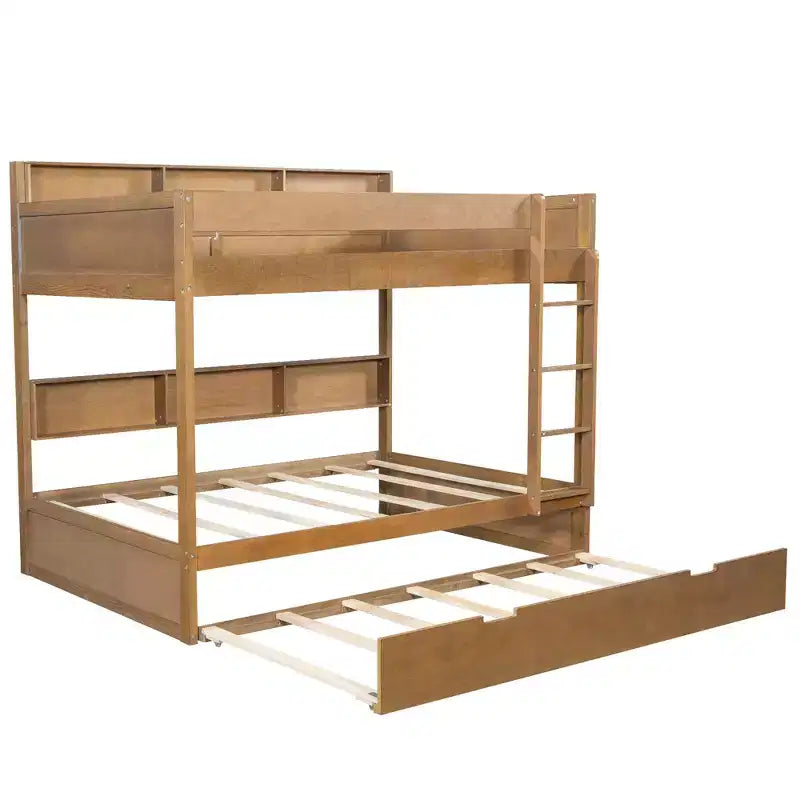 Twin over twin/Full over full Bunk Bed with Trundle&Storage Shelves - ModernLuxe