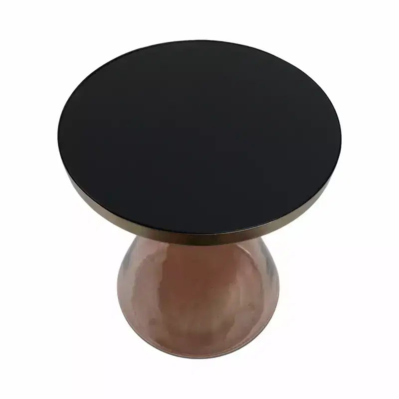 Modern End Table, Side Table, or Small Table Stand for Home Decor - Bold Hourglass Night Stand with Metal Top for Bedroom or Room Decor - 20 Gold
