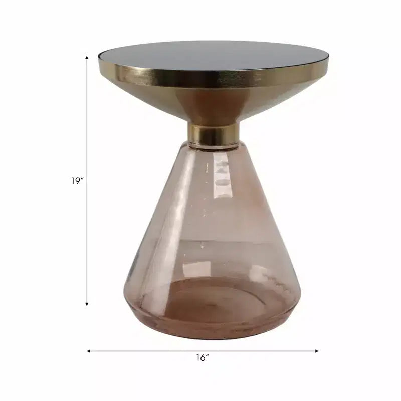 Modern End Table, Side Table, or Small Table Stand for Home Decor - Bold Hourglass Night Stand with Metal Top for Bedroom or Room Decor - 20 Gold