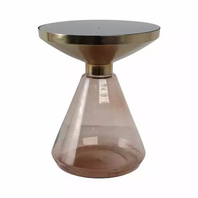 Modern End Table, Side Table, or Small Table Stand for Home Decor - Bold Hourglass Night Stand with Metal Top for Bedroom or Room Decor - 20 Gold