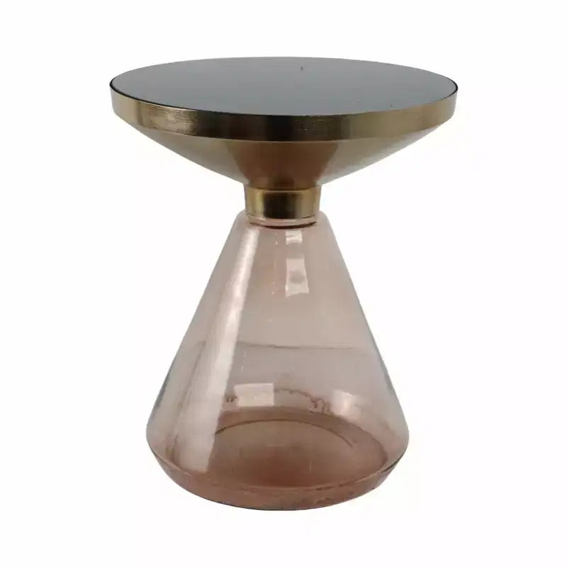 Modern End Table, Side Table, or Small Table Stand for Home Decor - Bold Hourglass Night Stand with Metal Top for Bedroom or Room Decor - 20 Gold