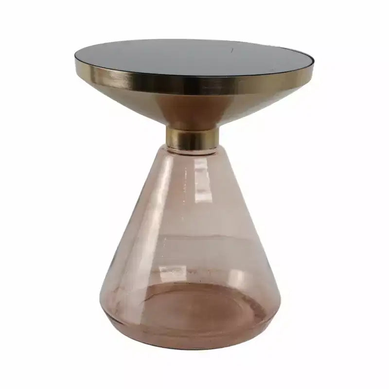 Modern End Table, Side Table, or Small Table Stand for Home Decor - Bold Hourglass Night Stand with Metal Top for Bedroom or Room Decor - 20 Gold