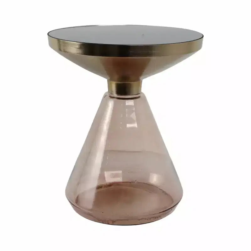 Modern End Table, Side Table, or Small Table Stand for Home Decor - Bold Hourglass Night Stand with Metal Top for Bedroom or Room Decor - 20 Gold